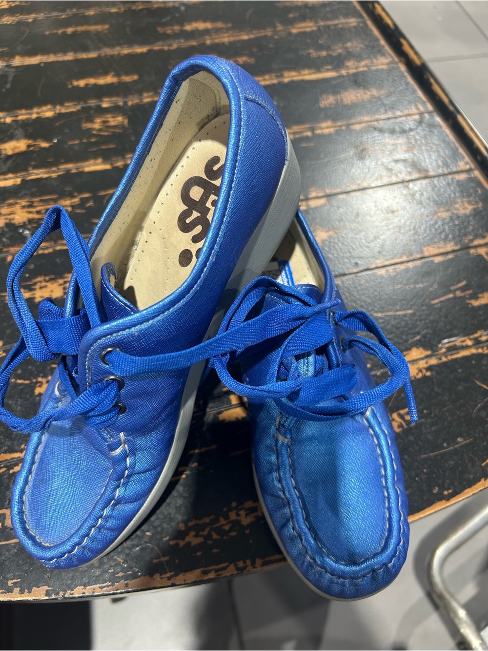 SAS blue laced up shoes